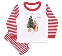 My First Christmas Red Rabbit Personalised Red Stripe Pyjamas (Matching Sibling - Child Family Set - Magical Christmas Photos) (UK, Age, 3 Years, 4 Years, Red Stripe Pyjamas (Brand B))