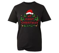 My First Christmas T-Shirt Xmas Santa Hat Merry Christmas Holiday Love Funny Snow Adult Kids Unisex Gift Tee Top (Black, M)