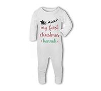 My First Christmas .with Personalised Name, Santa and Reindeer - Baby Romper Suit,