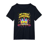 My First Concert was Epic Kids Music Festival Memory T-Shirt, Women's Plus, Black, 1X
