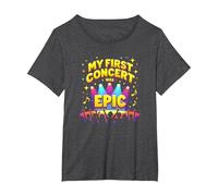 My First Concert was Epic Kids Music Festival Memory T-Shirt, Women's Plus, Dark Heather Grey, 1X