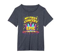 My First Concert was Epic Kids Music Festival Memory T-Shirt, Women's Plus, Heather Blue, 1X