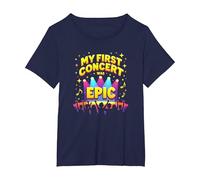 My First Concert was Epic Kids Music Festival Memory T-Shirt, Women's Plus, Navy, 1X