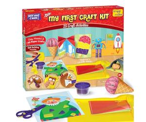 My First Craft Kit with Activity Book | 25 DIY Art & Craft Activities | 1 Child-Safe Scissor | 4 Tubs of Reuseable Dough | Gifts for Girls & Boys