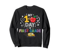 My First Day of 1st Grade School Bus Apple Kids Girls Boys Sweatshirt
