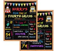 My First Day of School Chalkboard - School Theme Back to School Chalkboard Sign - 10" x 12" Photo Prop School Signs for Kids - Reusable Easy to Clean Wooden Board - Back to School Essential (Two Side)