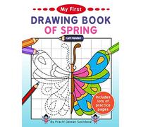 My First Drawing Book of Spring - Left Handed: Symmetrical grid drawings with beautiful butterflies, flowers, fairies and animals to trace and color for toddlers and kindergartens