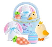 My First Easte First Easter Basket Stuffers Playset, 5 Piece Stuffed Plush Bunny Chick Carrot Egg for Girls Boys Kids Infant Toddler