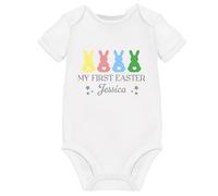 My First Easter Baby Girl Boy Outfit Newborn Unisex Babygrow Vest Clothes 1st Gifts For Babies With Bunny Design (Short Sleeve, 3-6 Months)