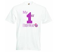 My First Easter - Girls T-Shirt Personalized Tees Tshirt Clothing with Printed Funny Quotes - White - 4-5 Years