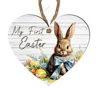 My First Easter Wooden Heart Plaque | Boy Rabbit Design | Versatile Home Decor, Gift Hampers, Tree Ornaments | Perfect Spring Decor & Cherished New Beginnings Keepsake