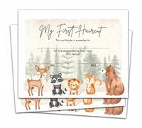 My First Haircut Certificate, Wild Animal Award Certificates of Hair Cutting, Safari Jungle First Haircut Keepsake Gifts for Kids Children Baby Girls Boys, 25 Pcs Awards Certificates -04