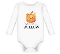 My First Halloween Baby Vests 6-9 Months Personalised Clothes Long Sleeve Boy Girl Outfit Costume Babies Name Vest Unisex White