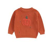 My First Halloween Outfit - Baby Knitted Jumper with Pumpkin, Ghost & Letters Embroidery - Autumn/Winter Knitwear