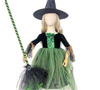 My First Halloween Outfit Girls Wicked Witch Costume Kids Witches Fancy Dress Costumes Dressing Up Clothes For for Party Kids Spooky Child Broom Parties Clothing Set (Green-B,7-8 Years)