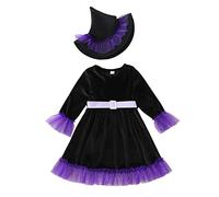 My First Halloween Outfit,Plus Size Witch Costume Childrens Witches Hat Kids Newborn Outfit Baby Clothes 0-3 Months Girl Girls Princess Dressing Up Costumes Purple Black (Black-1,5-6 Years)