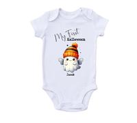My First Halloween White Baby Vest Unisex Baby and Newborn Short Sleeve Graphic Bodysuit Spooky Vibes Baby Clothing Outfits Gifts (White, 9-12 Months)