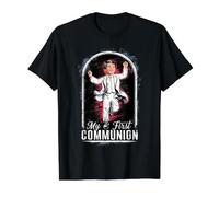 My First Holy Communion for Boys Cute Catholic Christian Value Graphic T-Shirt, Men, Black, L