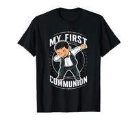 My First Holy Communion for Boys Cute Catholic Christian Value Graphic T-Shirt, Men, Black, M