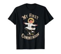 My First Holy Communion for Boys Cute Catholic Christian Value Graphic T-Shirt, Men, Black, M