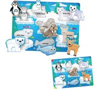 The Learning Journey My First Lift & Learn - Artic 7 Piece Tray Puzzle | Educational Puzzle for Toddlers Ages 2-5, White, Blue, Gray, Black