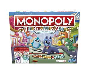 My First Monopoly Game, Board Game for Kids Ages 4+, 2-Sided Gameboard, Playful Teaching Tools for Families