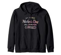 My First Mother's Day As Mama 2026 Colorful Graphic Zip Hoodie