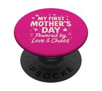 My First Mother's Day Powered By Love & Chaos - Mama PopSockets Adhesive PopGrip
