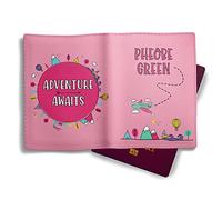 My First Passport Cover Personalised - with Any Kids Name | Customised Girl's UK Pink Passport Holder | Children's Child's 1st Passport Wallet Protector (Pink/Mint)
