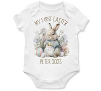 My First Personalised Easter Bunny Rabbit Babygrow Easter Gifts for Baby Boy Girl Babies Vests, 3-6 Months, White