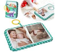 My First Photo Book Album, Baby Photo Album First Family Memory Book,Toddlers Soft Photo Cloth Book with Mirror, Infant Dinosaurs Design for Memories Family Toddlers Baby Showers Kids