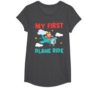 My First Plane Ride Airplane Toddler T-Shirt, Girls, Dark Heather Grey, Small