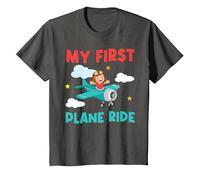 My First Plane Ride Airplane Toddler T-Shirt, Youth, Asphalt Grey, 2T