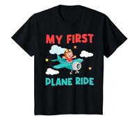 My First Plane Ride Airplane Toddler T-Shirt, Youth, Black, Medium