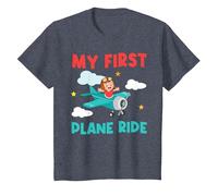 My First Plane Ride Airplane Toddler T-Shirt, Youth, Heather Blue, Medium