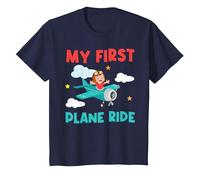 My First Plane Ride Airplane Toddler T-Shirt, Youth, Navy Blue, Medium
