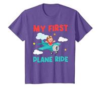My First Plane Ride Airplane Toddler T-Shirt, Youth, Purple Heather, 2T