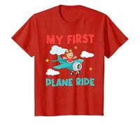 My First Plane Ride Airplane Toddler T-Shirt, Youth, Red, 2T