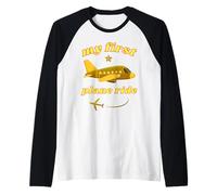 My First Plane Ride First Time Flying to Vacation Golden Jet Raglan Baseball Tee