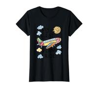 My First Plane Ride Kids Toddler 1st Time Flying Airplane Value Graphic T-Shirt, Women, Black, L