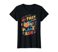 My First Plane Ride Kids Toddler 1st Time Flying Airplane Value Graphic T-Shirt, Women, Black, XL