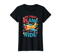 My First Plane Ride Kids Toddler 1st Time Flying Airplane Value Graphic T-Shirt, Women, Black, XL
