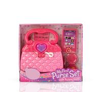 My First Purse Set, Light-Up Heart Flashing Handbag with Makeup, Credit Card & Play Phone, Pretend Play Purse for Little Girls Ages 3+