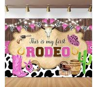 My First Rodeo 1st Birthday Photography Backdrop Wild Western Cowgirl First Bday Background Cow Rustic Wood Boot Hat Party Decor 200x140CM