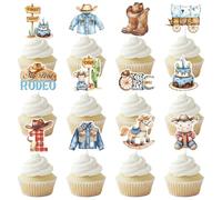 My First Rodeo Birthday Decorations - 48 Pcs Western Cowboy 1st Cupcake Toppers Party Decor My First Rodeo Cake Decorations Supplies for 1 Year Old Birthday Wild West Party