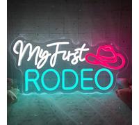 My First Rodeo Neon Sign, LED Neon Light Signs for Wall Decor, Dimmable Art Decoration Neon Light Sign for Farm Bar Club Party Game Room Bedroom Man Cave Decoration Birthday Present 16.9× 7.9 Inch
