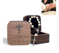 My First Rosary and Keepsake Box, Baby Rosary Keepsake Box Christening Baptism Gift for Girl or Boy, Catholic Baby Shower First Holy Communion Gift, Walnut Wood Baby Rosary Keepsake Gift for Christmas