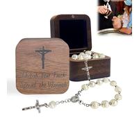 My First Rosary Keepsake Box - Catholic Baptism Christening Gift for Babies, Baby Shower & First Holy Communion - Walnut Wood Religious Keepsakes for Christmas, Newborn Blessings (Girl/Boy)