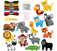 My First Sewing Kit for Kids Age 5 6 7 8 9 Cute Animal Felt Sewing Craft Kit Fun Sewing DIY Craft Ornaments Kids Educational Sewing Toys for Beginner Children (Q)