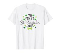 My First St. Patricks Day Irish Clover Green Value Graphic T-Shirt, Men, White, M